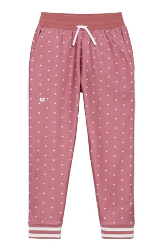 GIRLS DUSTY PINK POLKA DOT RETRO WARM-UP JOGGER