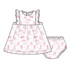 barking bliss - pink dress w/ruffles
