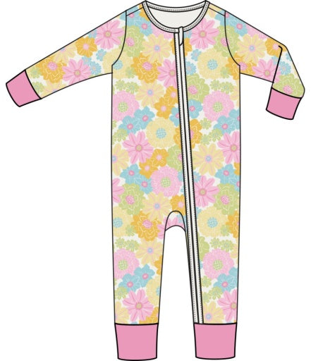 Sunny Dahlias 2 Way Zipper Romper