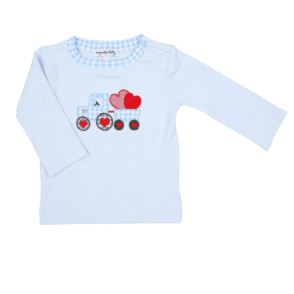 Tractor Full of Love Applique Long Sleeve Tee