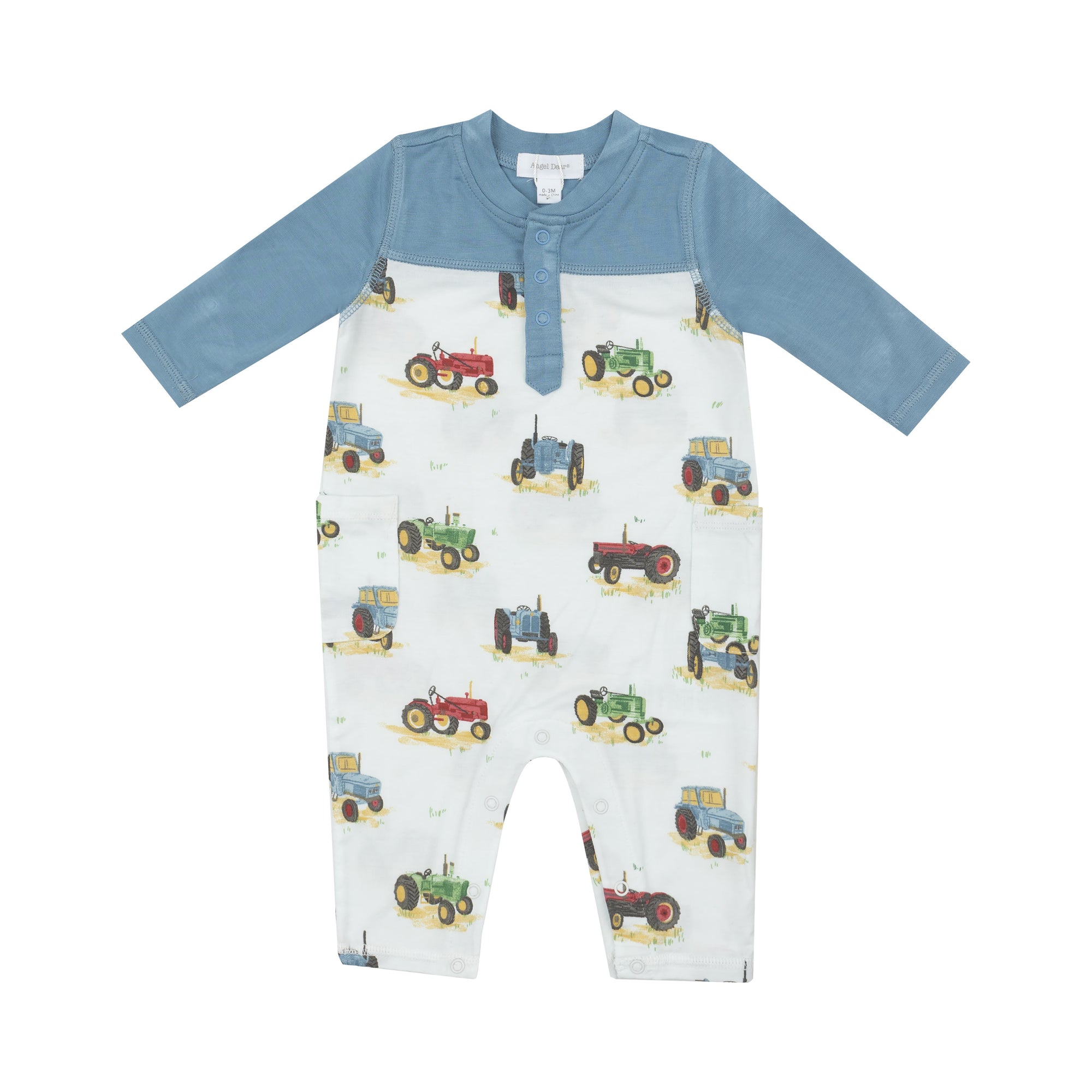 Romper W/ Contrast  Sleeve- Vintage Tractors