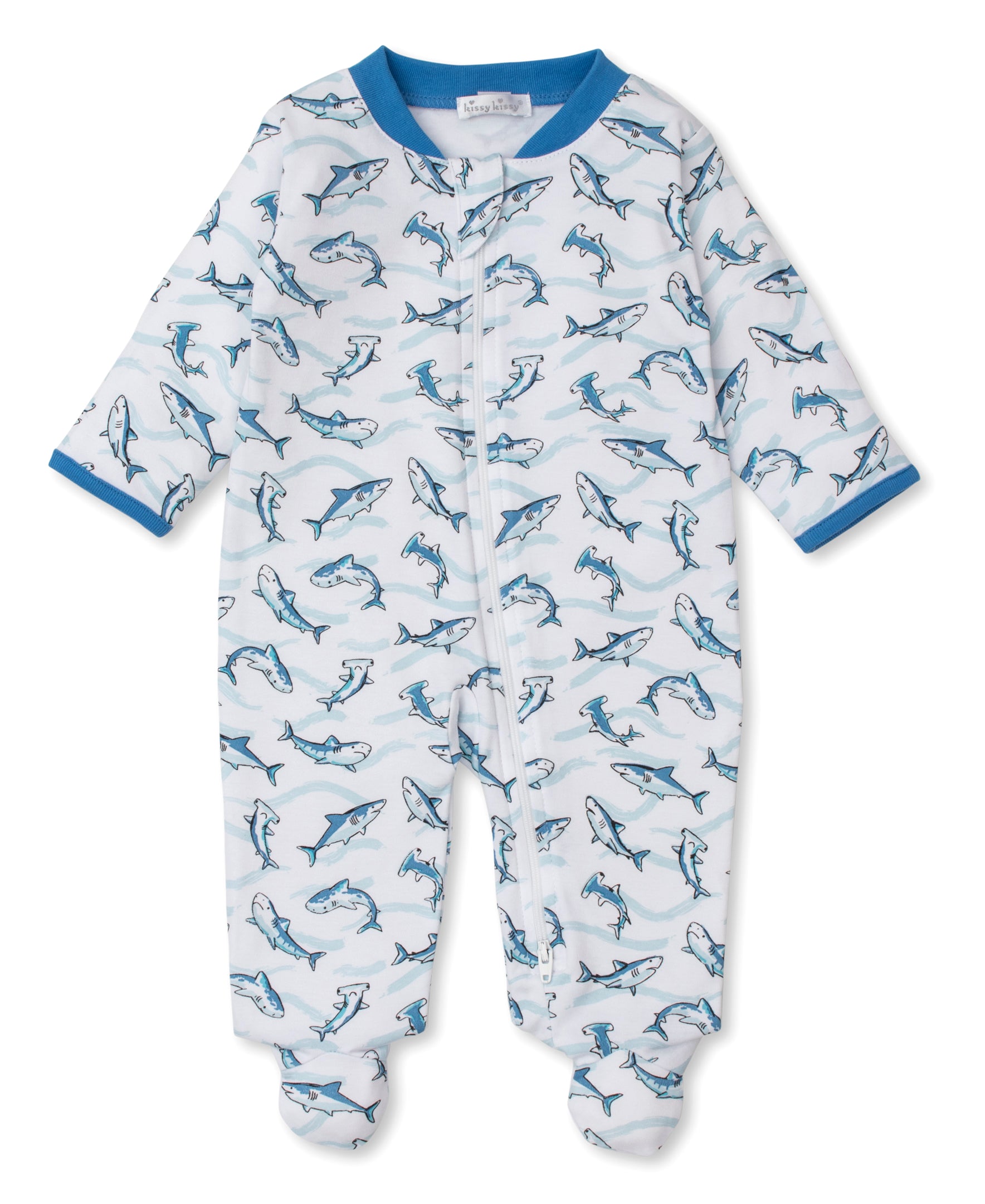 Footie w/ Zip- PJs Swift Sharks Blue