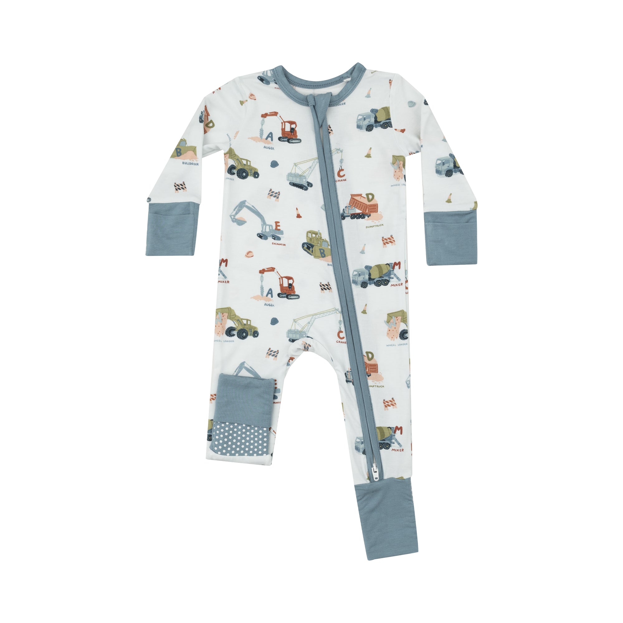 2 Way Zipper Romper- Construction Alphabet