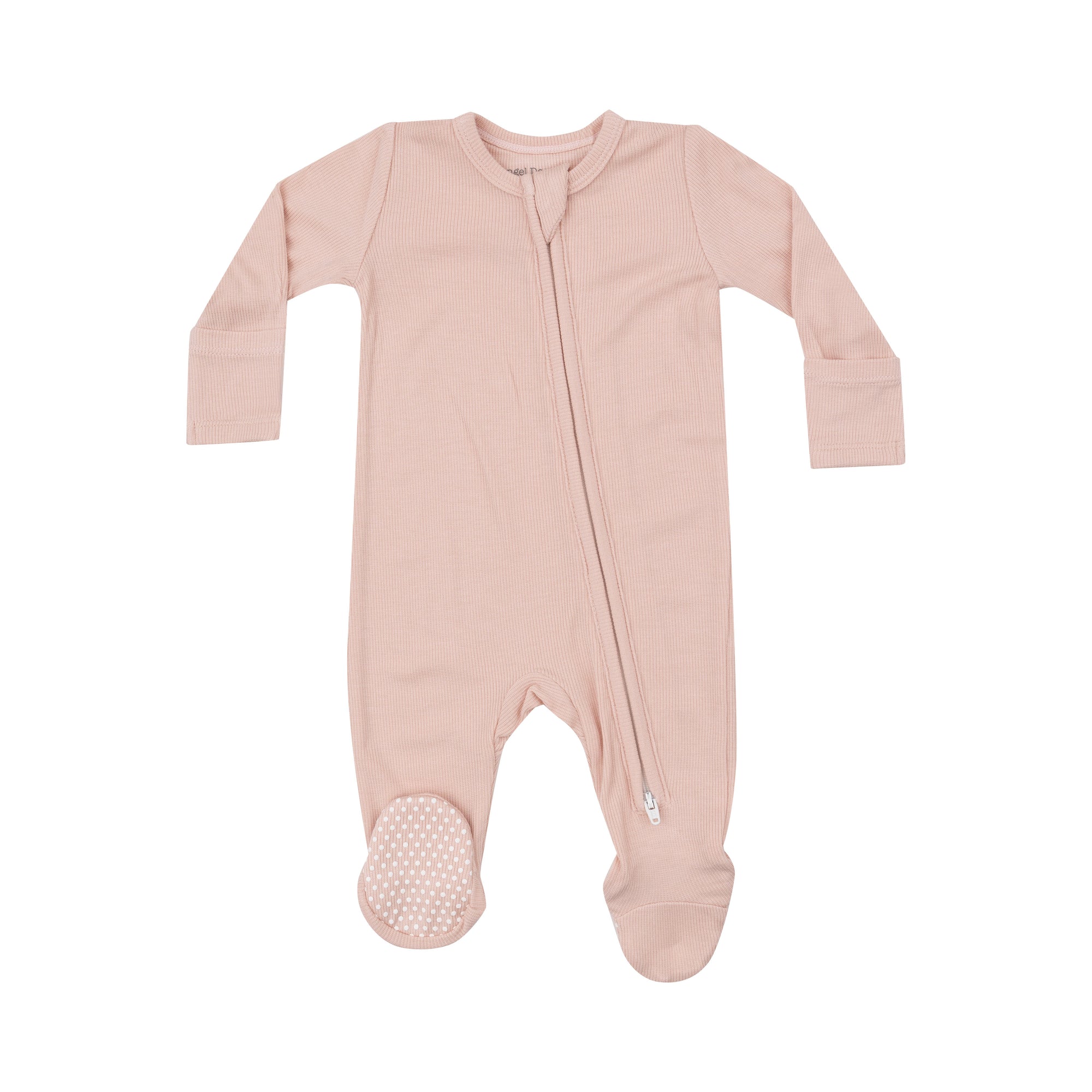 2 Way Zipper Footie- Ribbed Blush