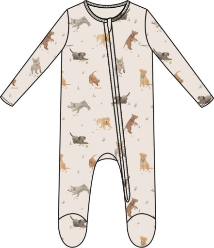 Watercolor Puppies 2 Way Zipper Footie