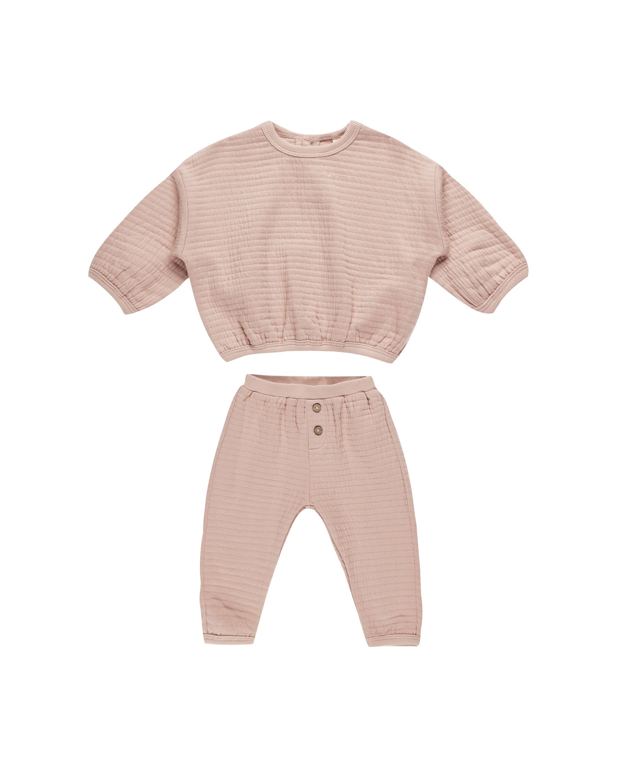 Textured Sweat Set- Blush