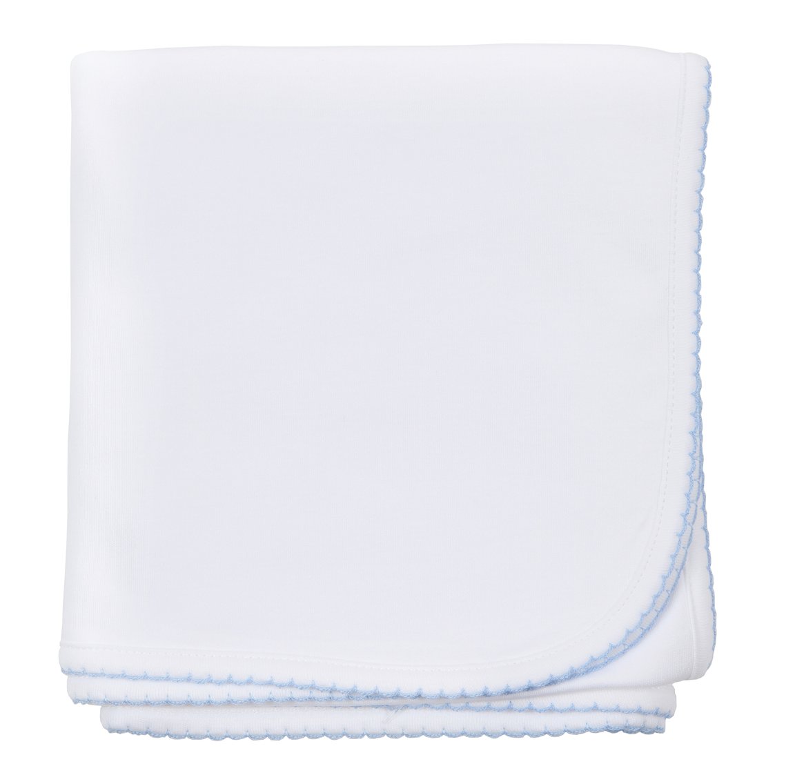 Essentials Blanket White with Blue Trim