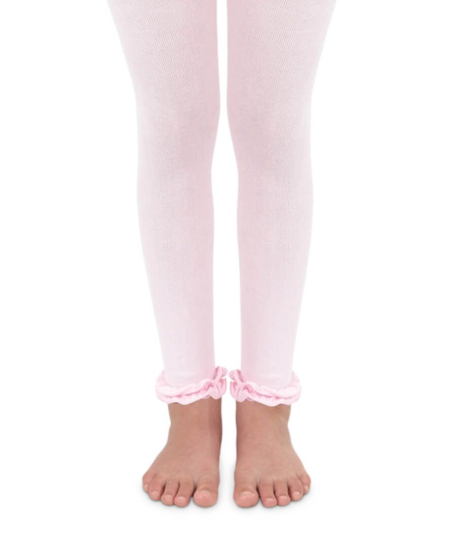 Pima Cotton Ruffle Footless Tights- Pink