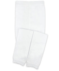 Scalloped Pima Cotton Footless Tights- White