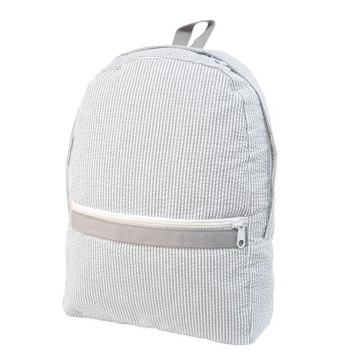Medium Backpack- Grey Seersucker