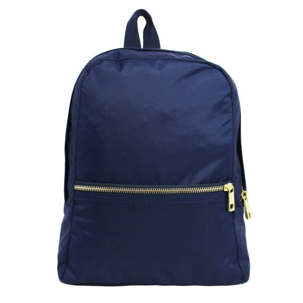 Small Backpack- Navy Nylon Brass