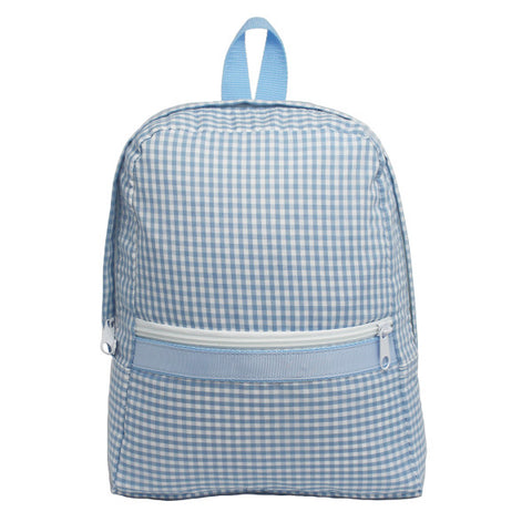 Medium Backpack- Baby Blue Gingham