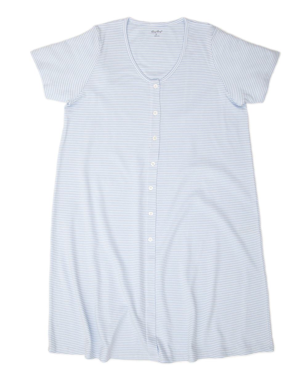 Stripes Adult Nightgown- Lt. Blue