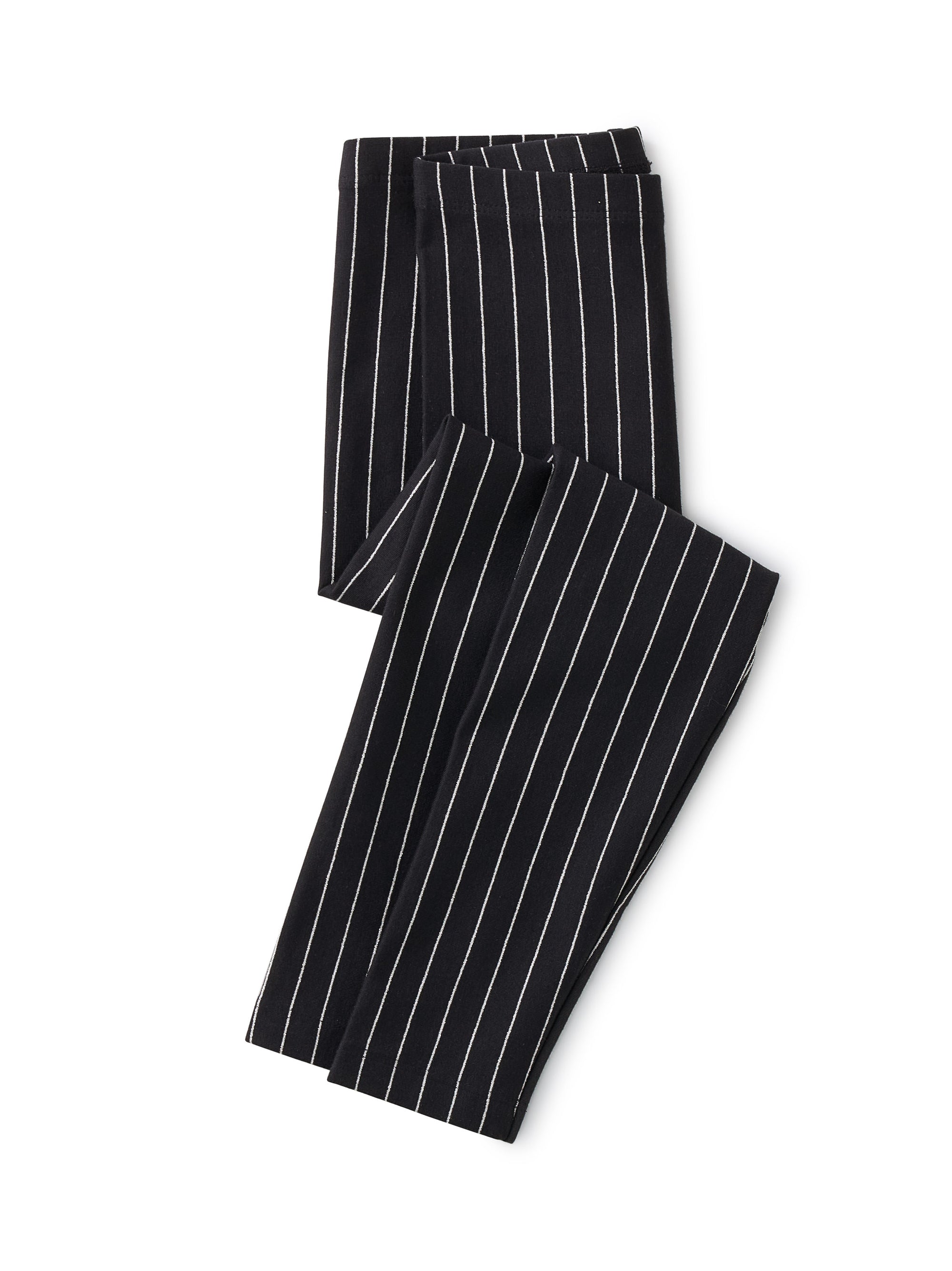 Metallic Stripe Leggings- Jet Black