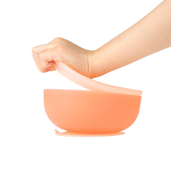 Suction Bowl w/ Lid- Coral