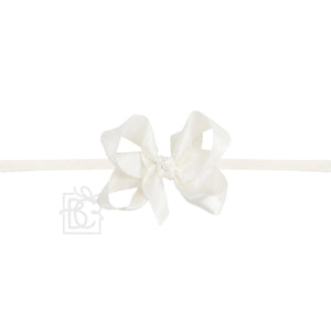 1/4" Headband w/  3.5"  Satin Bow- Antique White