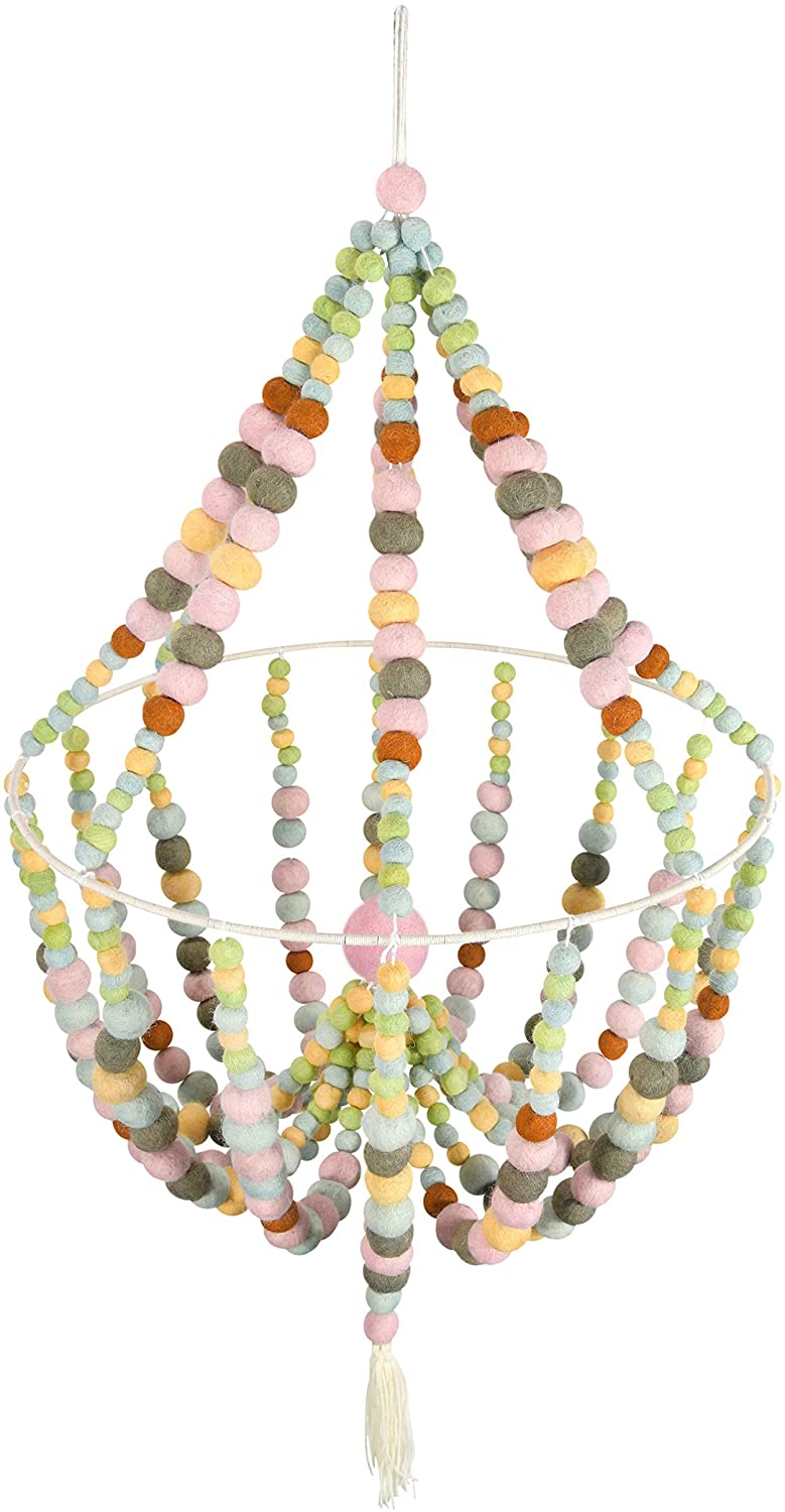 Multi-Color Wool Pom Pom Chandelier