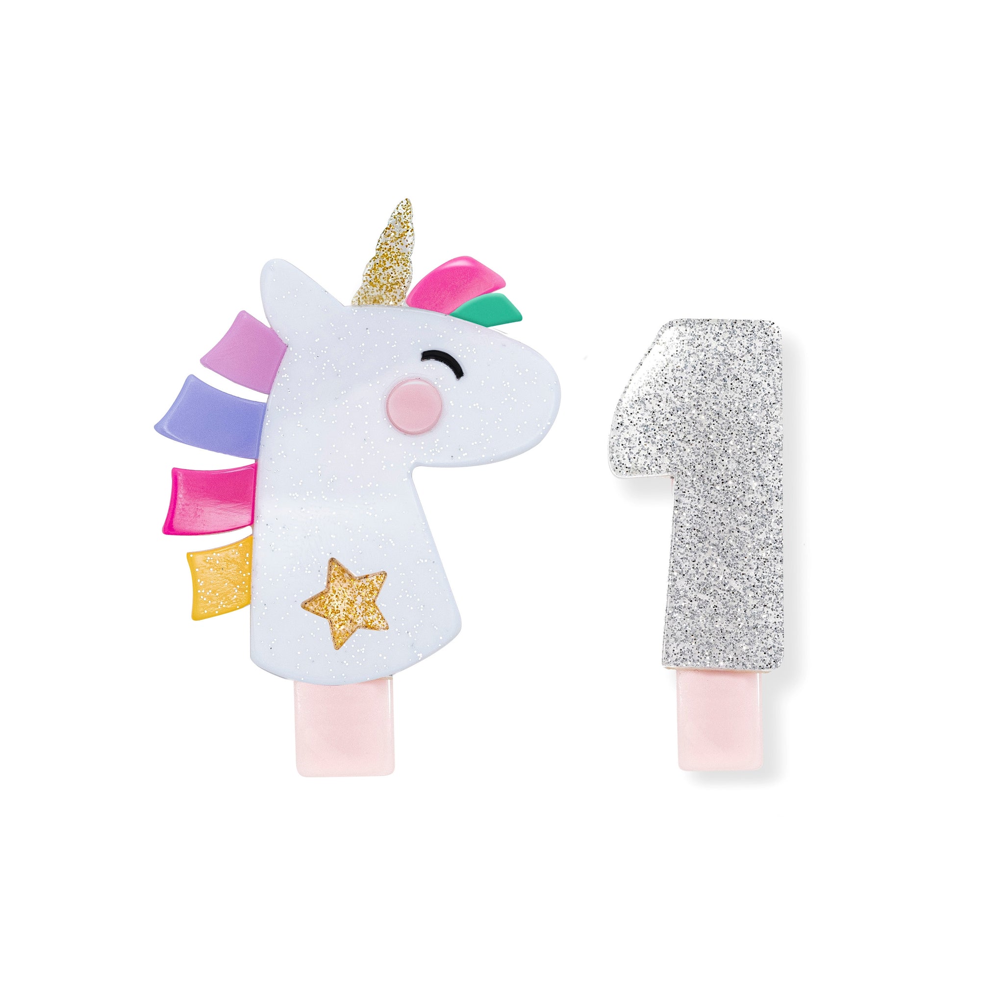 Unicorn Party Alligator Clips-  Number 1