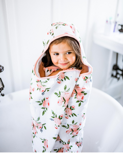 Toddler Hooded Towel- Watercolor Rose