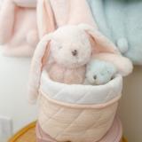 Quilted Muslin Bin Set of 2- Blush Pink/White