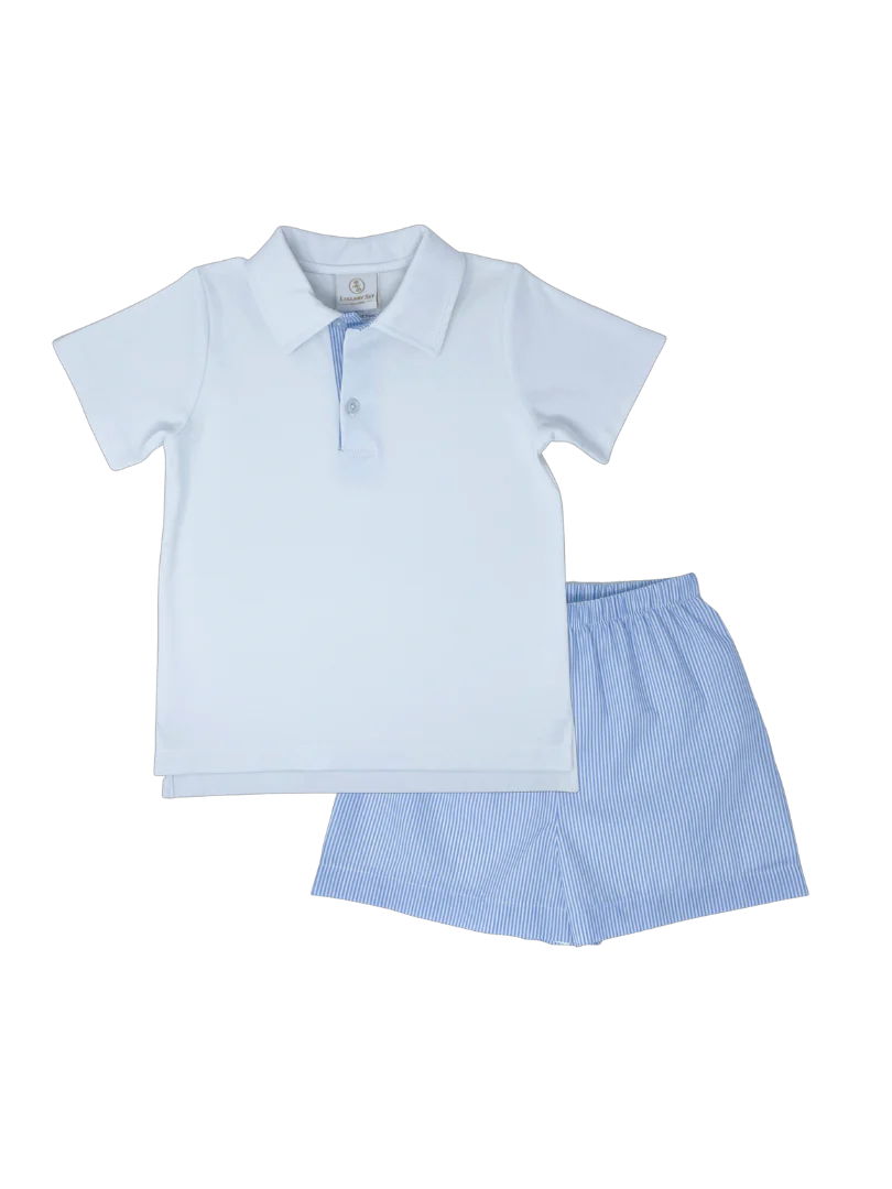 Parker Short Set - White / Blue Stripe