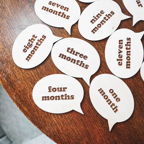 Wood Month Milestone Plaques- Speech Bubbles