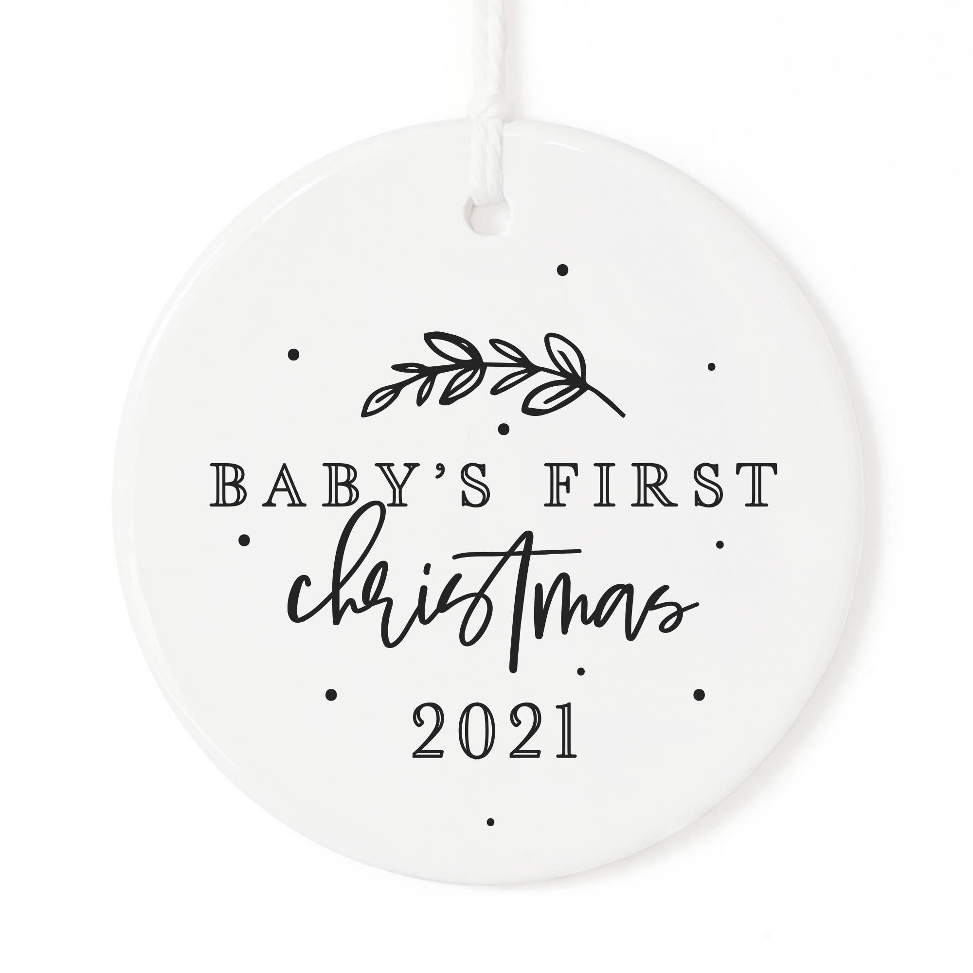 Baby's First Christmas 2021 Ornament with Ribbon and Box