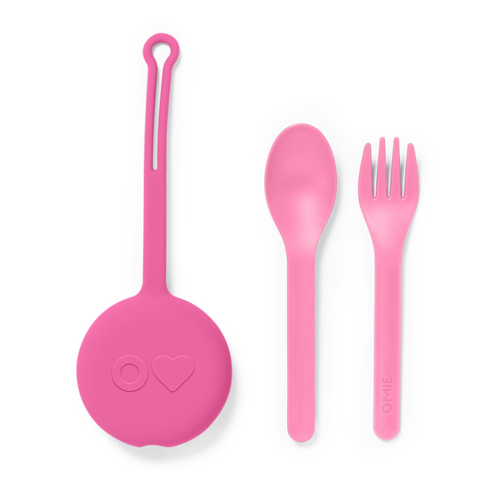 Fork, Spoon + Pod Set- Bubble Pink