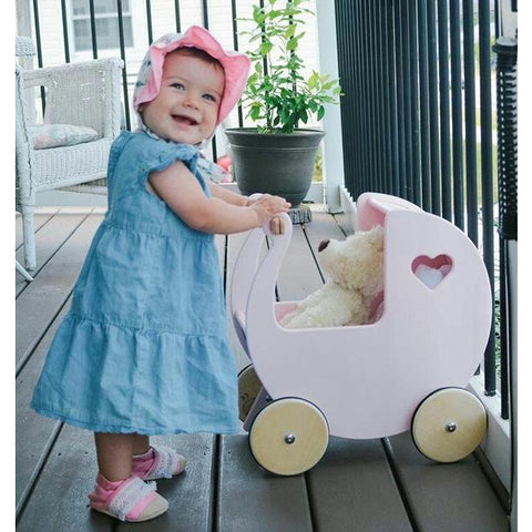 Doll Stroller / Pram - Light Pink (LARGE: 15.75 L x  16.5 H x 7.5 W)