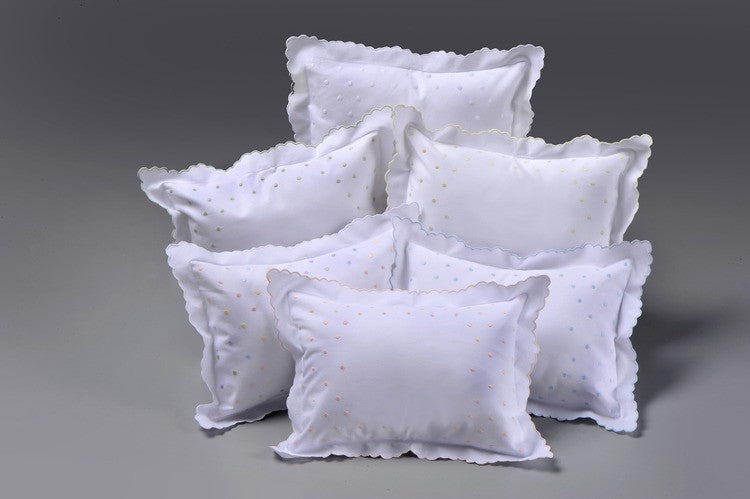 Petite Pillow w/insert  10x14- Blue Swiss Dots