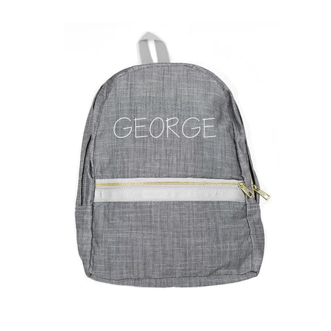 Medium Backpack- Grey Chambray