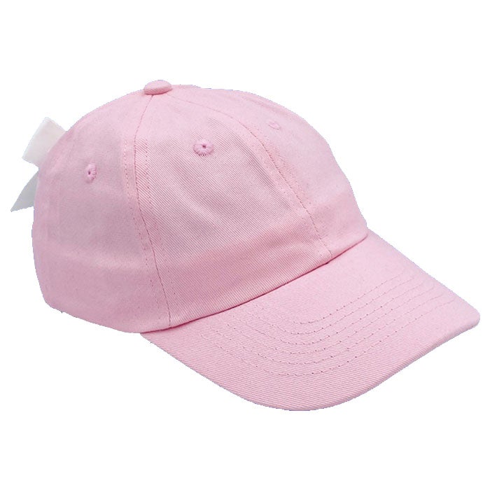 Pink Blank Baseball Hat with Bow - Youth 2 -11 Years