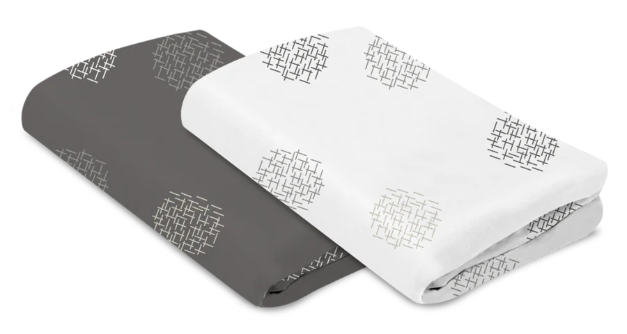 Breeze  Plus Bassinet 2 Pack Sheets: White + Grey Crosshatch