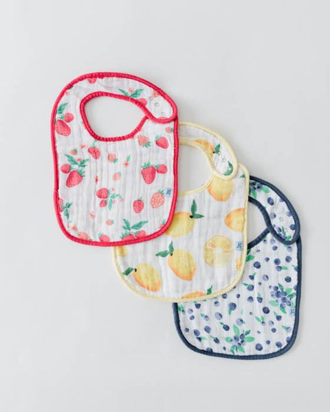 Cotton Muslin Bib 3 Pack- Berry Lemonade