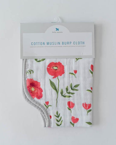 Cotton Muslin Burp Cloth- Summer Poppy
