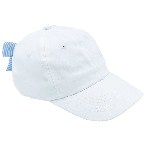 White Blank Baseball Hat with Bow - Youth 2-11 Years
