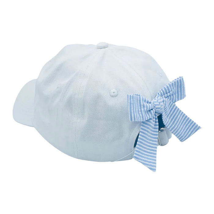 White Blank Baseball Hat with Bow - Youth 2-11 Years